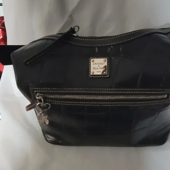 Dooney & Bourke Black Croc-Patterned Hobo Bag - Picture 3 of 10